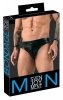 Jockstrapy męskie z kajdankami BDSM czarne paski XL